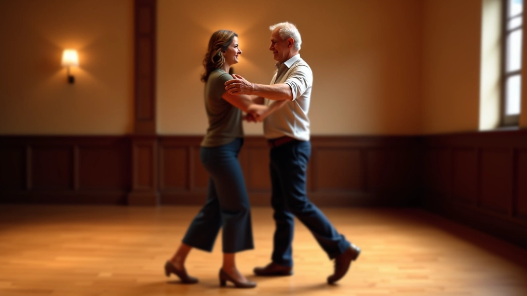 Couple demonstrating the basic bachata box step with proper posture and foot positioning