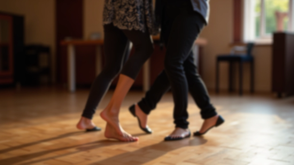 Close-up of dancers' feet and lower body showing rhythm and timing in bachata movement