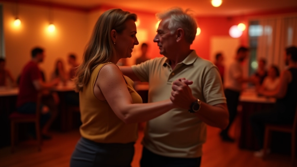 Mature dancers performing bachata